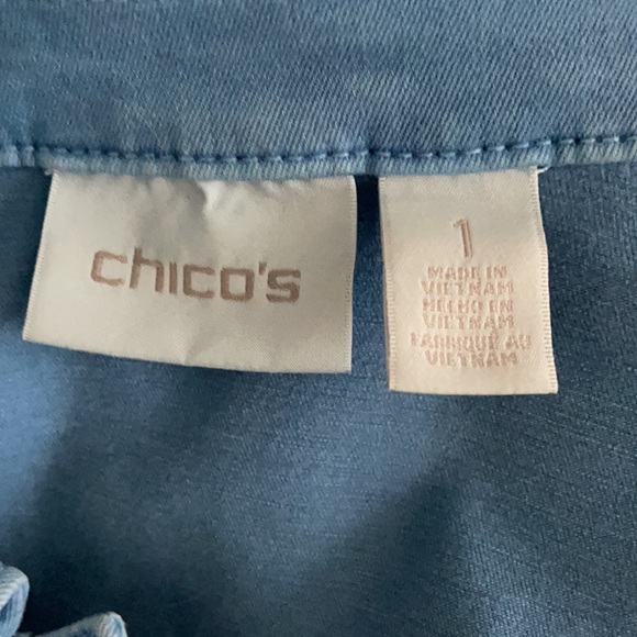 Sky Blue Chico’s Denim Jacket with Fraying Boho Chic  Festival StyleSize S - Picture 5 of 9